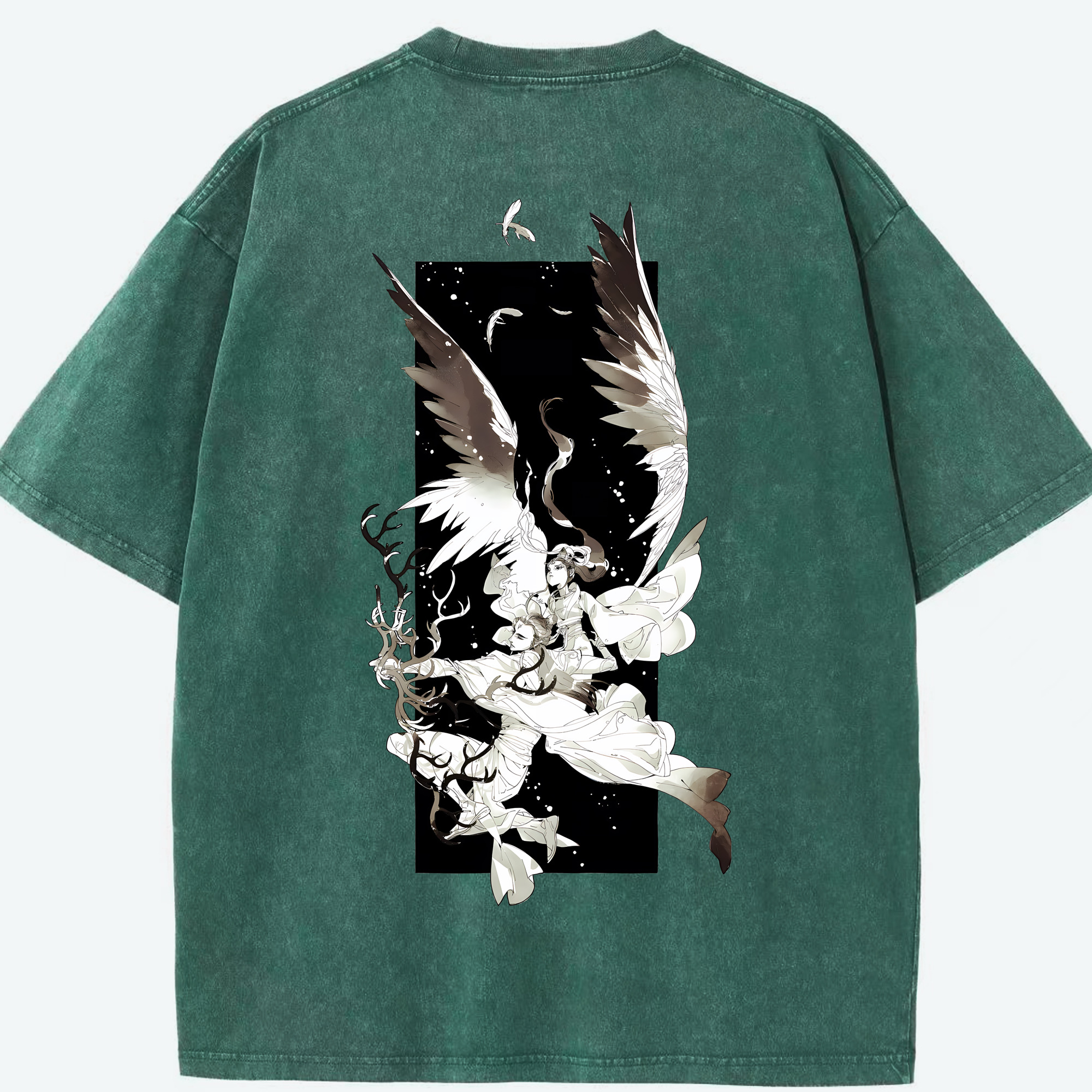 （画像用） Ne Zha 2 ナタ 魔童の大暴れ 綿100% ヴィンテージ風 半袖Tシャツ（背面プリント）